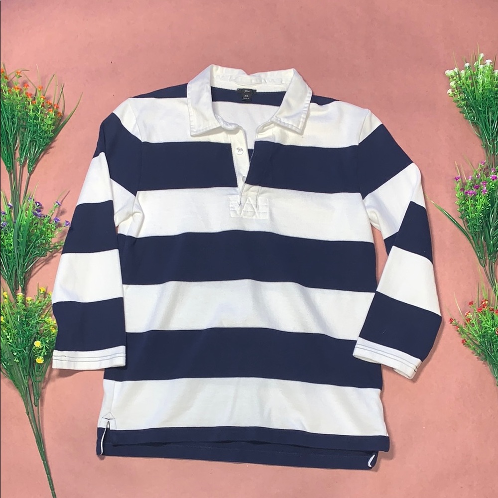 J. Crew Polo in Navy and White Stripes